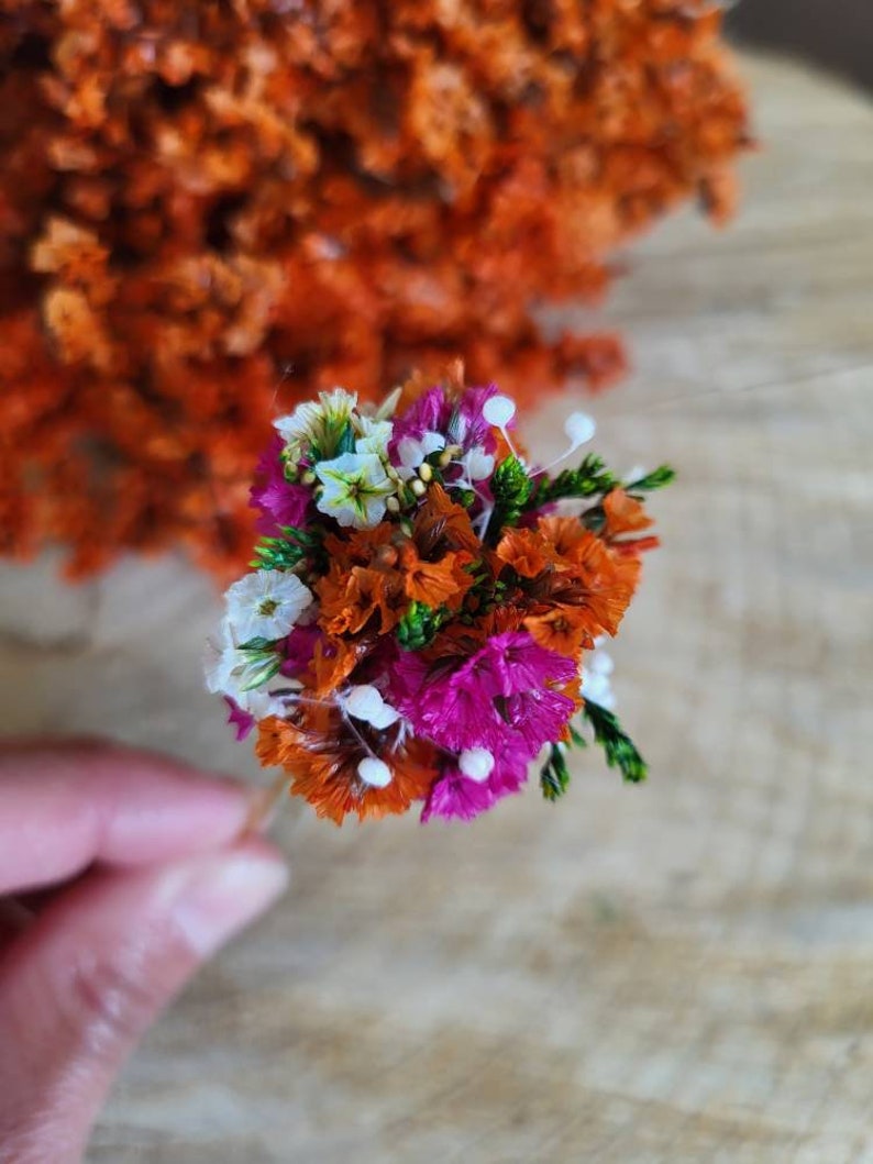 Pique à cheveux/chignons Pique fleurie fleurs séchées et stabilisées colorée-Accessoire coiffure mariage Mariée Demoiselle d'honneur image 4