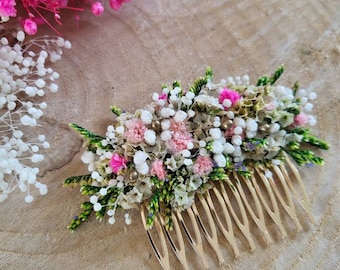 Peigne en fleurs séchées & stabilisées coiffure cheveux mariage/mariée Peigne fleuri