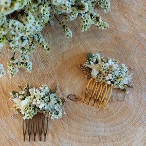 Petit peigne en fleurs séchées et stabilisées Accessoire coiffure Peigne floral Mariage Mariée Demoiselle d'honneur zdjęcie 6