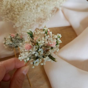 Epingle/ Pic/ Pique à cheveux en fleurs séchées et stabilisées Coiffure mariée mariages, accessoire fleuri image 3
