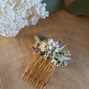 Petit peigne en fleurs séchées et stabilisées Accessoire coiffure Peigne floral Mariage Mariée Demoiselle d'honneur zdjęcie 3