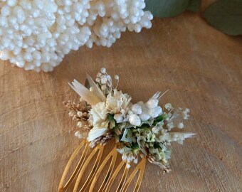 Piccolo pettine fatto di fiori secchi e conservati Accessorio per capelli Pettine floreale Matrimonio Sposa Damigella d'onore