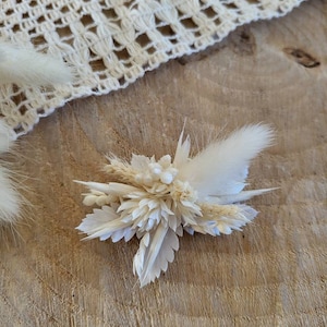 Pince barrette fleurs séchées et stabilisées blanche/crème Accessoire coiffure Peigne mariage Mariée, demoiselle d'honneur Peigne enfant image 5