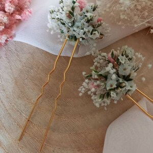 Epingle/ Pic/ Pique à cheveux en fleurs séchées et stabilisées Coiffure mariée mariages, accessoire fleuri image 4