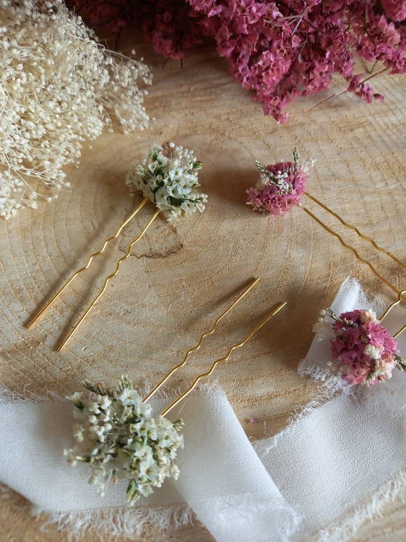 Pic/Pique/Épingles à cheveux fleurs séchées et stabilisées, épingle à chignon, accessoire coiffure, épingle fleurie Mariage/Mariée image 7