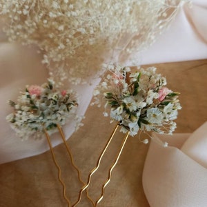 Epingle/ Pic/ Pique à cheveux en fleurs séchées et stabilisées Coiffure mariée mariages, accessoire fleuri image 2