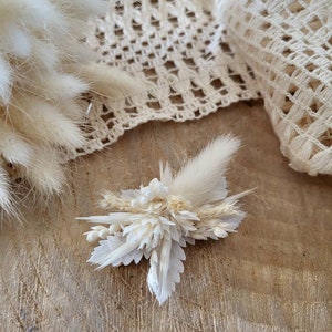 Pince barrette fleurs séchées et stabilisées blanche/crème Accessoire coiffure Peigne mariage Mariée, demoiselle d'honneur Peigne enfant image 2