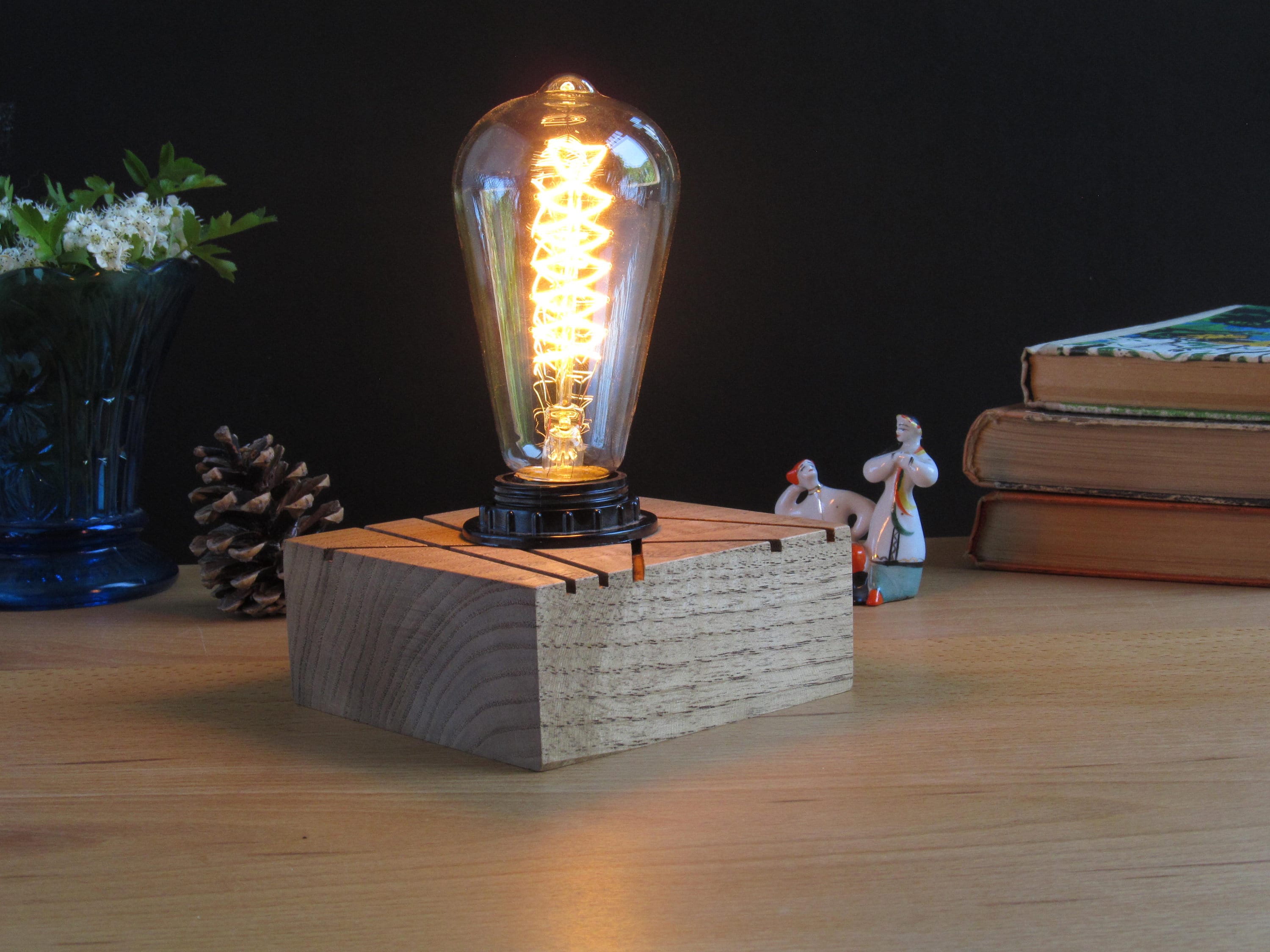 Hand crafted Wooden dimmer Lamp For living room lighting desk Etsy