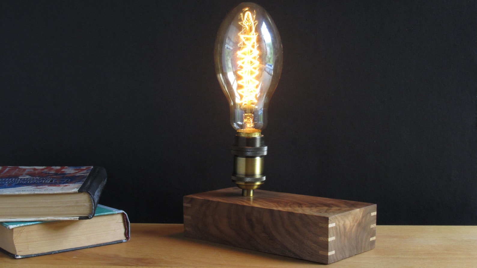 Edison table lamp classic black solid wood walnut industrial Etsy