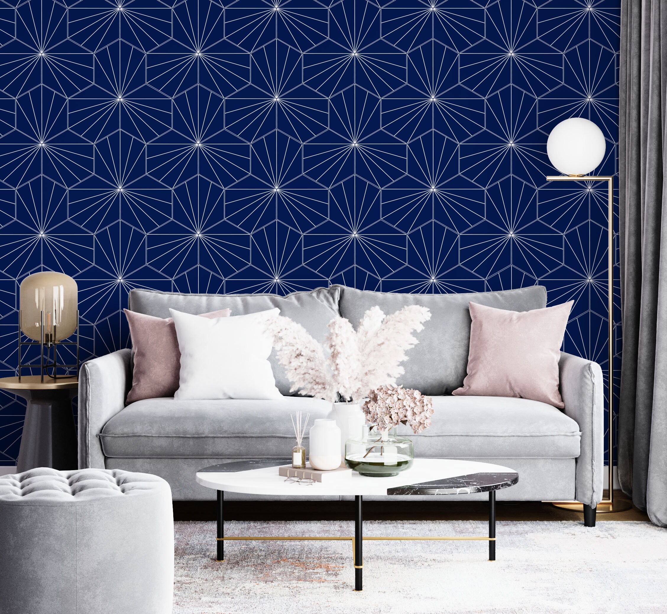 Nova Star Navy Wallpaper White/navy Pattern Custom - Etsy Nova Star Navy Wallpaper White/navy Pattern Custom - Etsy