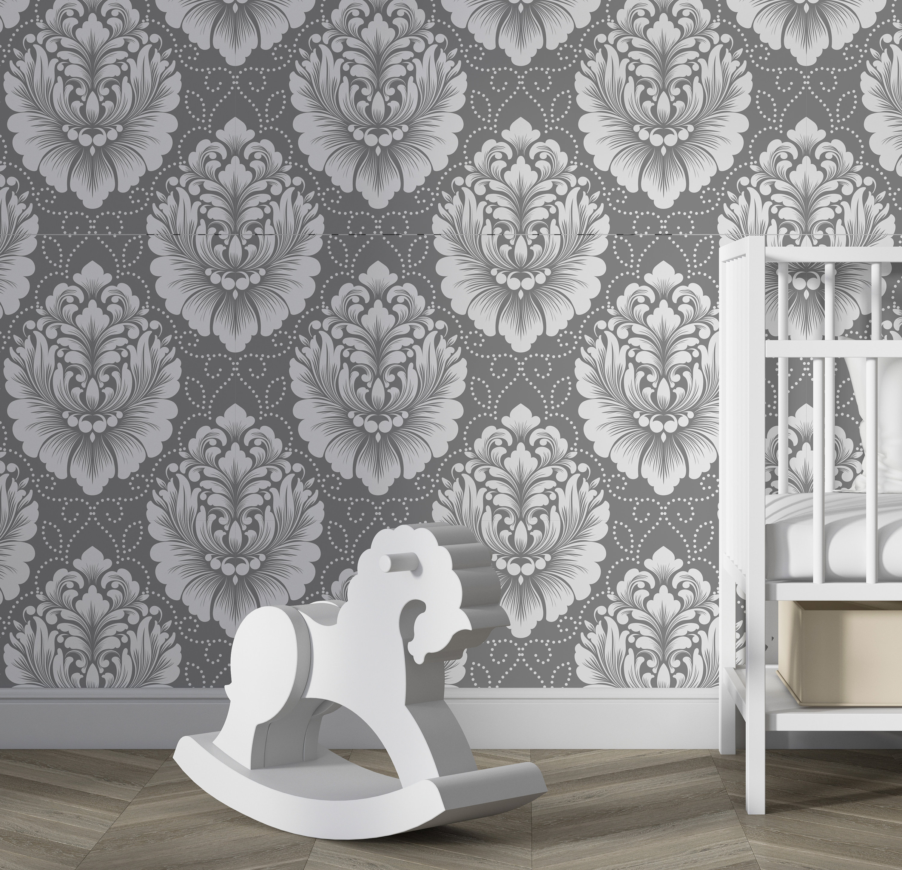 Ornamental Brassica Wallpaper Navy Blue Pattern Custom Etsy UK