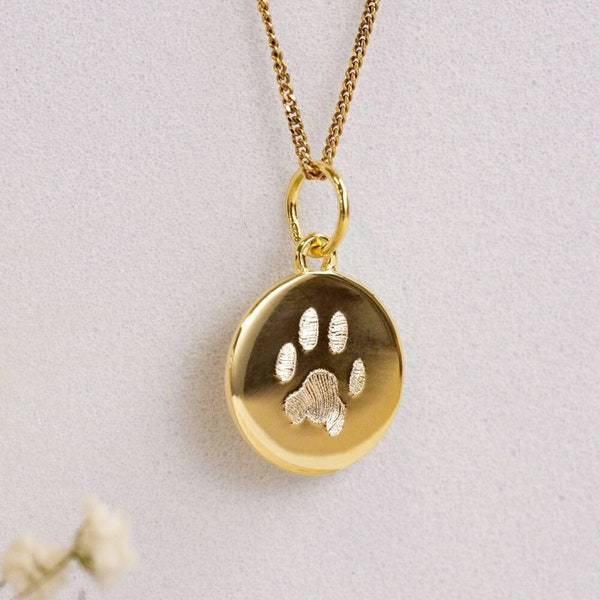 Dog Paw Necklace Custom Dog Cat Paw Print Necklace Personalized Actual Cat Dog Nose Print Jewelry Memorial Loss Pet Gift