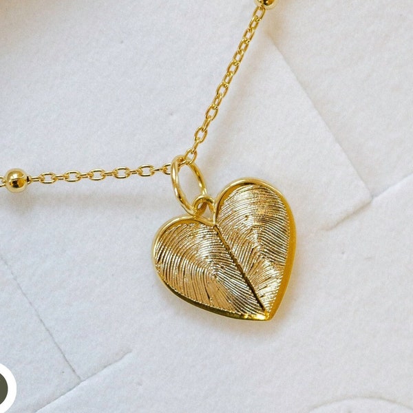 Heart fingerprint pendant / necklace with two fingerprints