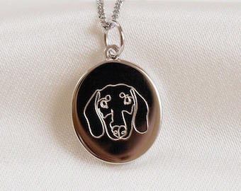Custom Photo Portrait Necklace Personalized Gift Best Gifts Dog Cat Drawing Custom Engraved Jewelry oneline Art