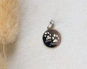 Whitegold Custom Pendant with two personalized paw prints of your dog/cat - Gift idea - mothersday gift