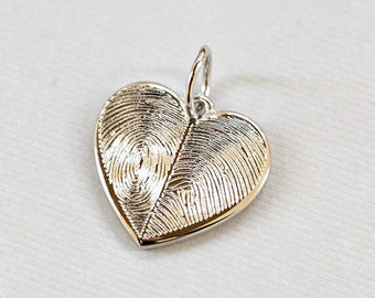 Pendentif/collier d’empreinte digitale de coeur avec deux empreintes digitales / cadeau de fête des mères 925 argent sterling