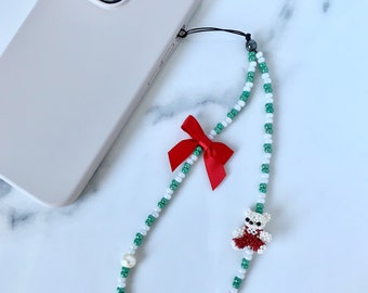 From the North Pole Phone Charm | Polar Bear Phone Charm | Holiday Phone Charm| Christmas Charm | Green White Vintage Paris Aesthetic Winter