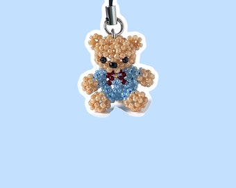 Blue Teddy Bear Phone Charm | Sky blue Teddy bear Phone Chain | Soft Girl Key Chain | Vintage Phone Accessories | Preppy Phone Charm| Y2K |