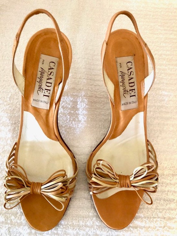 Casadei, Vintage 80's, Made in Italy Beige 2-tone Leather Strap