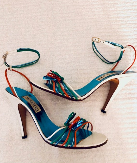 Vintage 80s Casadei, Made in Italy, Colorful Leath