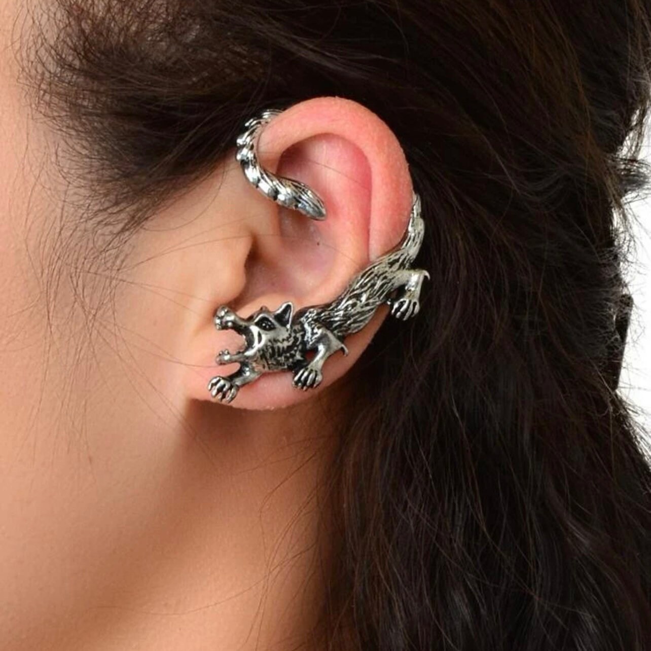 Raccoon Wolf Coyote Earring Ear Cuff Wrap Climber Etsy New Zealand