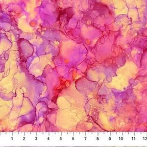 May include: Abstract art print with swirling patterns in shades of pink, purple, and yellow.