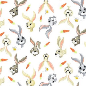 Susybee Fabrics Harold the Hare, Hares and Carrots