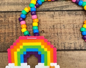 Rainbow Kandi Necklace - Kawaii - Pride - Rave - PLUR - Festival - EDM