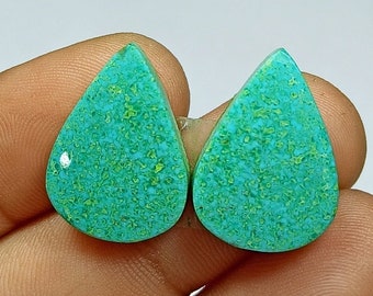 High Quality Arizona Turquoise Pair Cabochon, Top Grade Turquoise Pair Gemstone, For Earring, Pear Shape, 20x14x4mm, Loose Gemstone