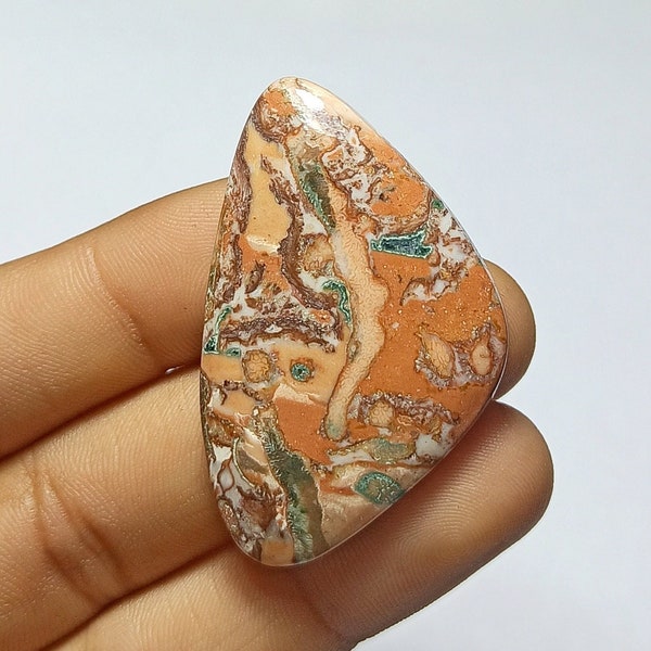 Natural Fossil Shell Calcite Cabochon / Top Quality Fossil Shell Calcite Gemstone / For Jewelry / Fancy Shape / 45x28x5mm / Loose Gemstone