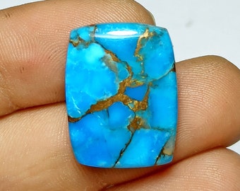 Cabujón turquesa de cobre azul de la mejor calidad, piedra preciosa de cristal turquesa americano de primer grado, forma de cojín, 21x16x4 mm, piedra preciosa suelta