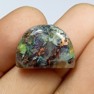 Cabochon de chrysocolle en cuivre natif de meilleure qualité, fabuleuse pierre précieuse de calcédoine en cuivre natif en forme de D, 19x14x6mm, pierre précieuse en vrac