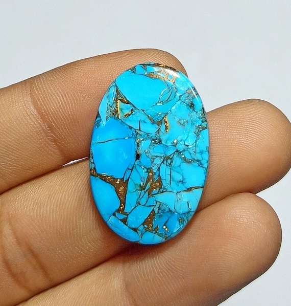 28x19x4 mm Oval Shape Top Grade Quality Copper Magnesite Mohave Gemstone Loose Gemstone Blue Copper Magnesite Cabochon 21.00 Ct