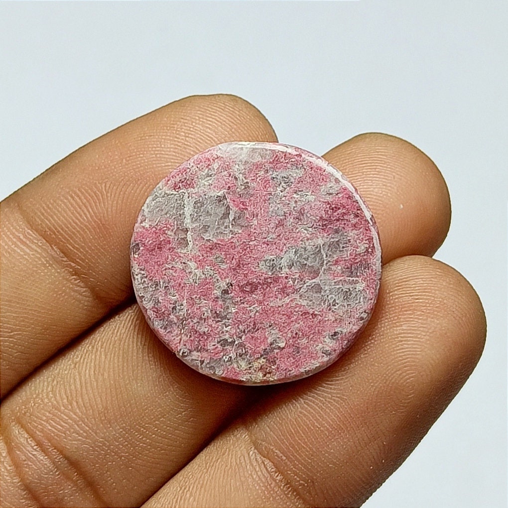 H557 Natural Thulite Cabochon,Thulite Handmade Gemstone,Pink Thulite Loose Stone,Thulite Jewelry Making,Wire Wrap,Pear 30×28 MM 35.20 cts