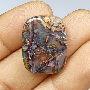 Cabochon de chrysocolle en cuivre natif de qualité supérieure, pierre précieuse de calcédoine de cuivre natif de qualité supérieure pour bijoux en forme de baguette, 23x18x4 mm, pierre précieuse en vrac