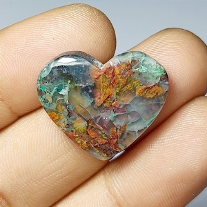 Cabochon en cuivre natif de chrysocolle d'excellente qualité, calcédoine de qualité supérieure, pierre précieuse en forme de coeur, 20x23x4 mm, pierre précieuse en vrac