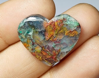 Excellent Quality Chrysocolla Native Copper Cabochon Top Grade Chalcedony Native Copper Gemstone Heart Shape 20x23x4mm Loose Gemstone