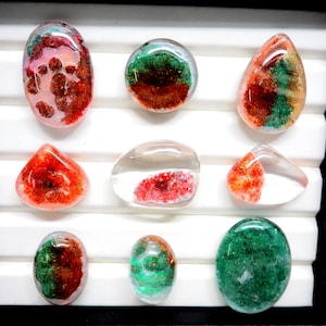 Scenic Garden Quartz Cabochon: Clear Lodolite Crystal Gemstone