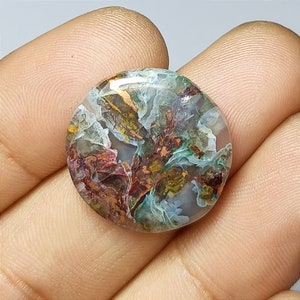 Cabochon en cuivre natif chrysocolle d'excellente qualité, calcédoine de qualité supérieure, pierres précieuses en cuivre natif, cabines rondes, pierres précieuses en vrac, 20 x 4 mm