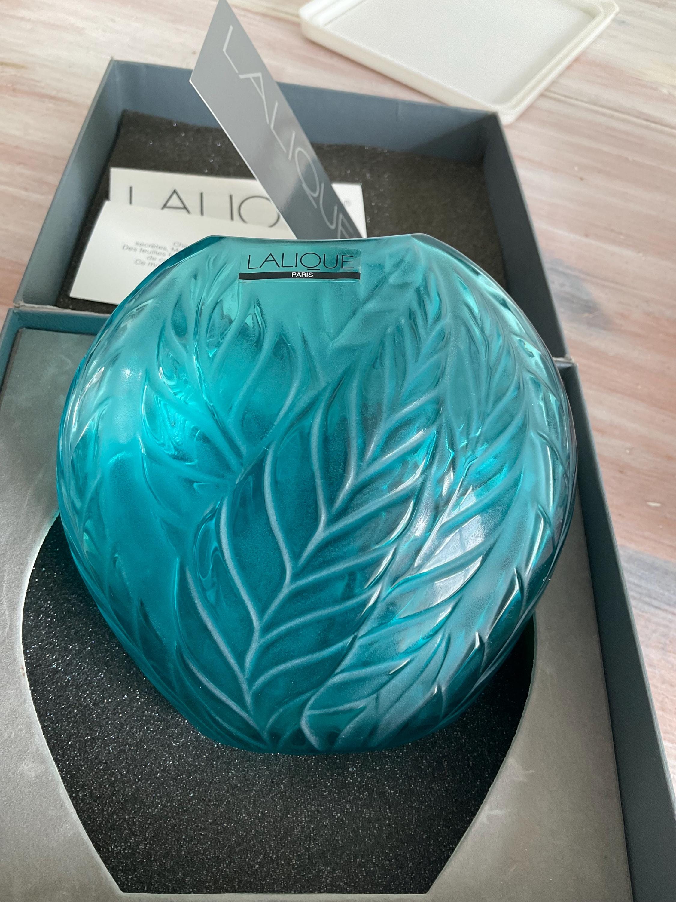 LALIQUE フランス 青緑色 花瓶 Vase lalique - Etsy 日本