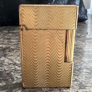 Vintage Gold St DuPont Feuerzeug Wellenlinien