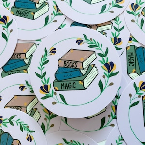 Books Are Magic | Book Stack Sticker