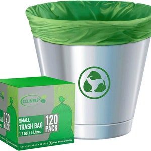 Small Trash Bags,(120 Counts, Green) 1.2 Gallon Extra Thick