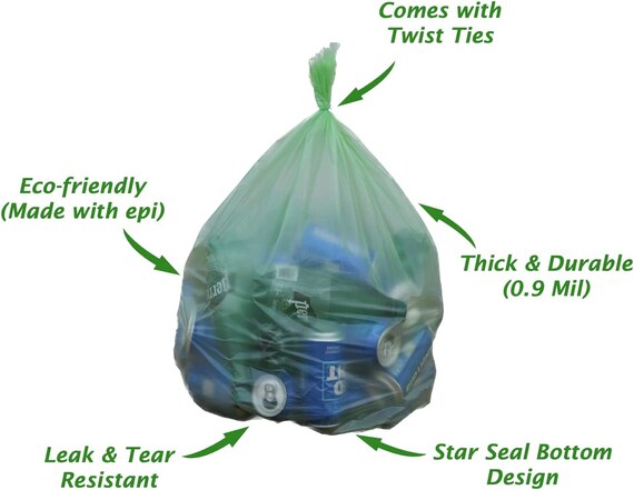 8 Gallon Trash Bags Biodegradeable Medium Garbage Bags, Extra Strong Trash- Can-Liner for Bathroom Kitchen Office (120 Counts, 30 Liter, Green) 