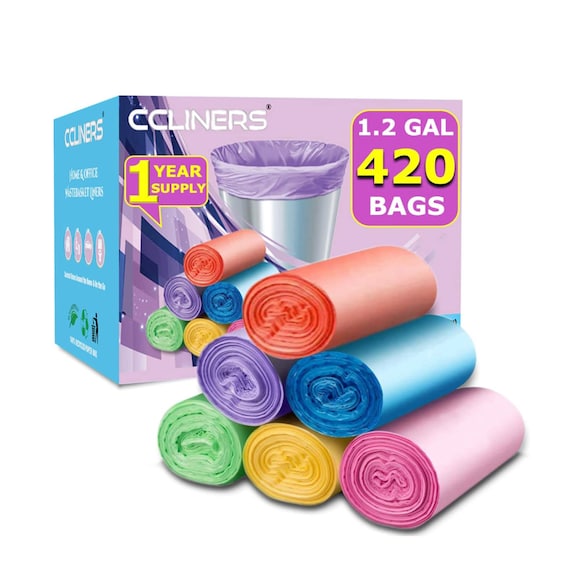 1.2 Gallon Colored Garbage Bags Bathroom Trash Can Liners 420