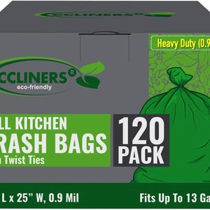 13 Gallon Tall Kitchen Trash Bags (120 Count) 55 Liter Wastebasket Bags Made With epi Additive TDPA(Totally Degradable Plastic Additives)