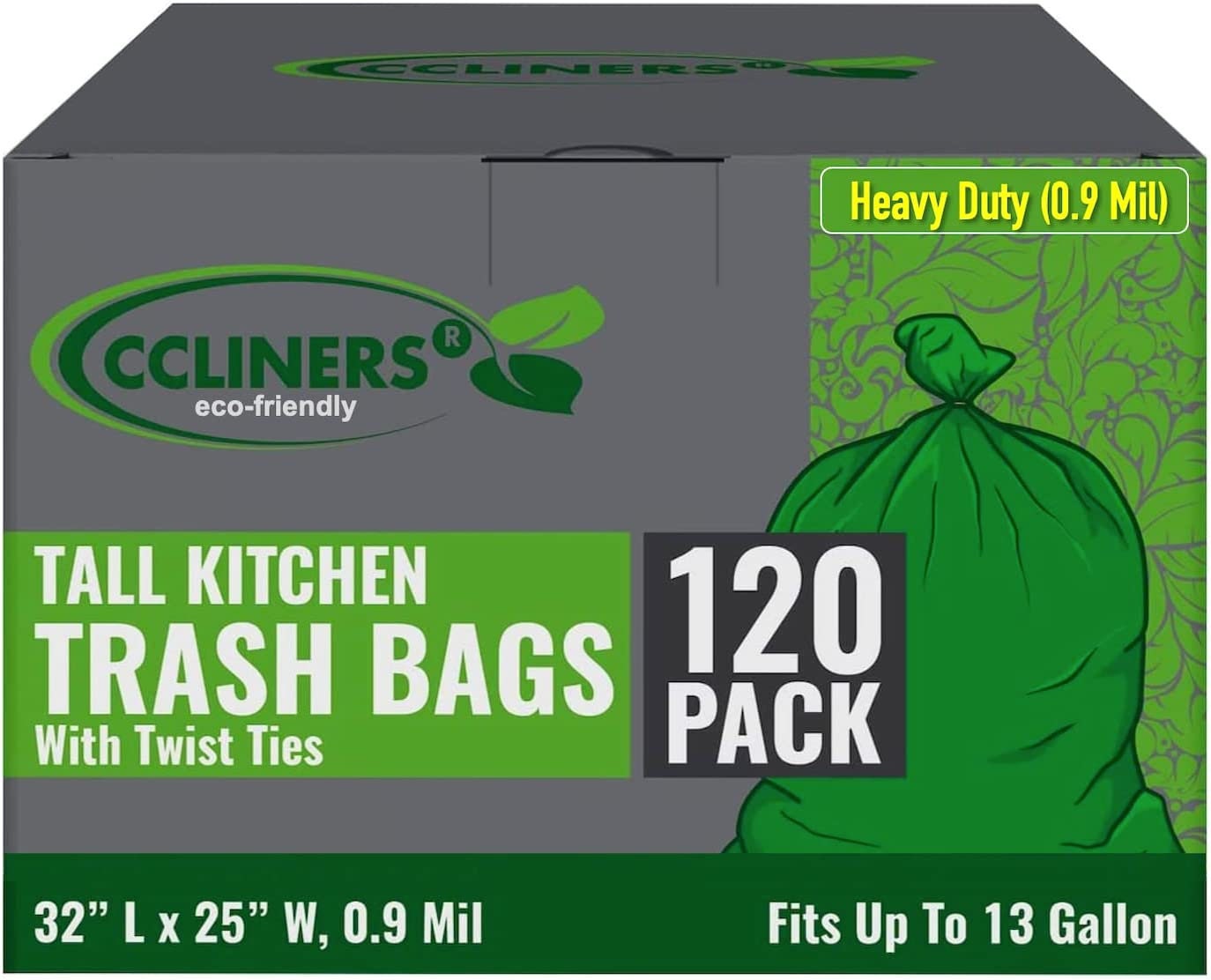 8 Gallon Trash Bags Biodegradeable Medium Garbage Bags, Extra Strong  Trash-Can-Liner for Bathroom Kitchen Office (120 Counts, 30 Liter, Green) 