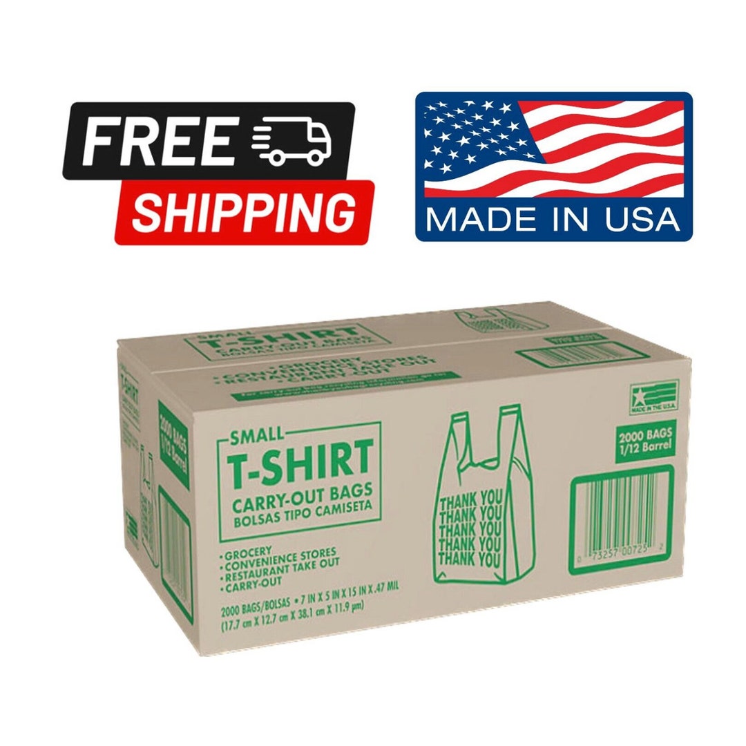 Small Tshirt Carryout Bags Thank You Shopping Bags 7 X 5 X 15 2,000