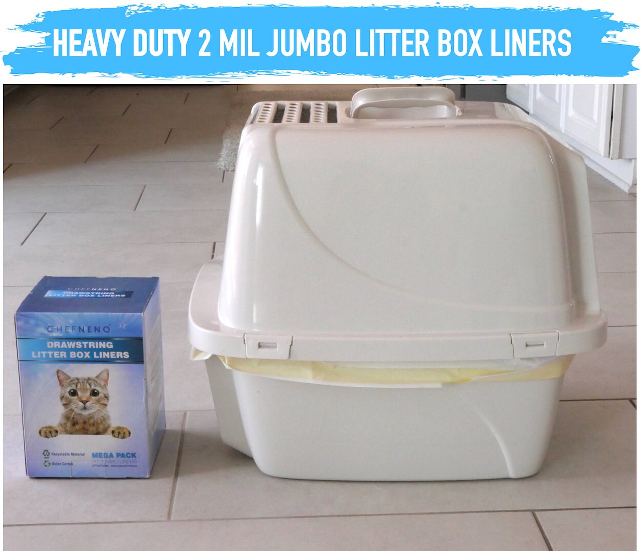 Cat Litter Box Liners Drawstring XL 30 Bags 39 X 17 Super Jumbo 2