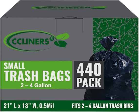 2-4 Gallon Black Small Auto Car Trash Bags 440 Bags Bathroom Garbage Bags  Plastic Wastebasket Can Liners 440 Count 